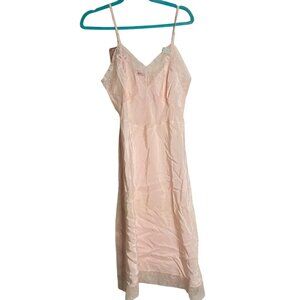 Vintage Seamprufe Pink Lace Full Slip Dress Size 36 Average Fairycore Feminine